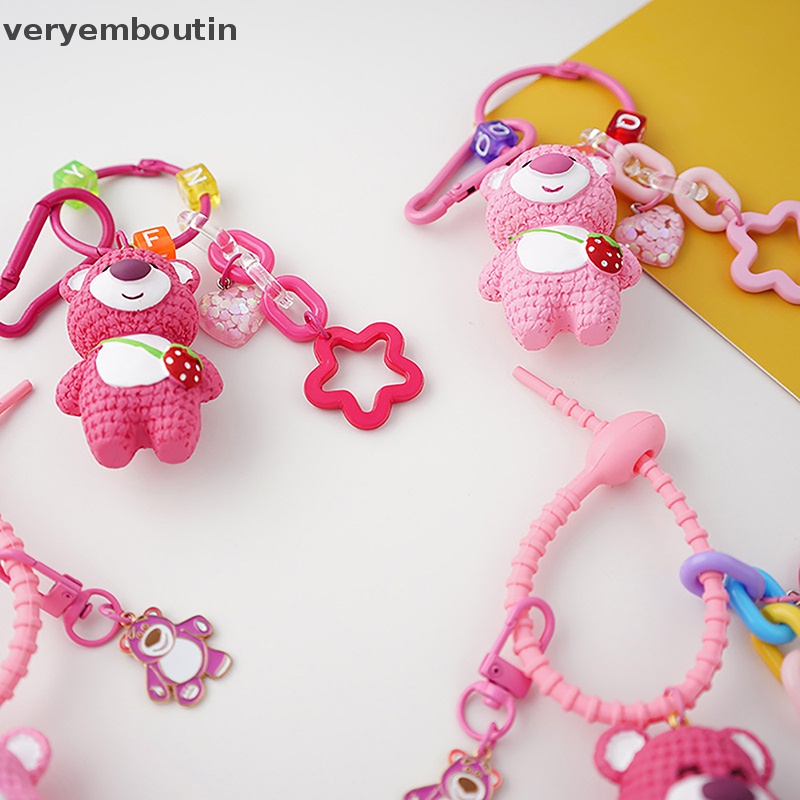 Móc Khóa Hình Gấu Dâu Tây Hoạt Hình Dễ Thương