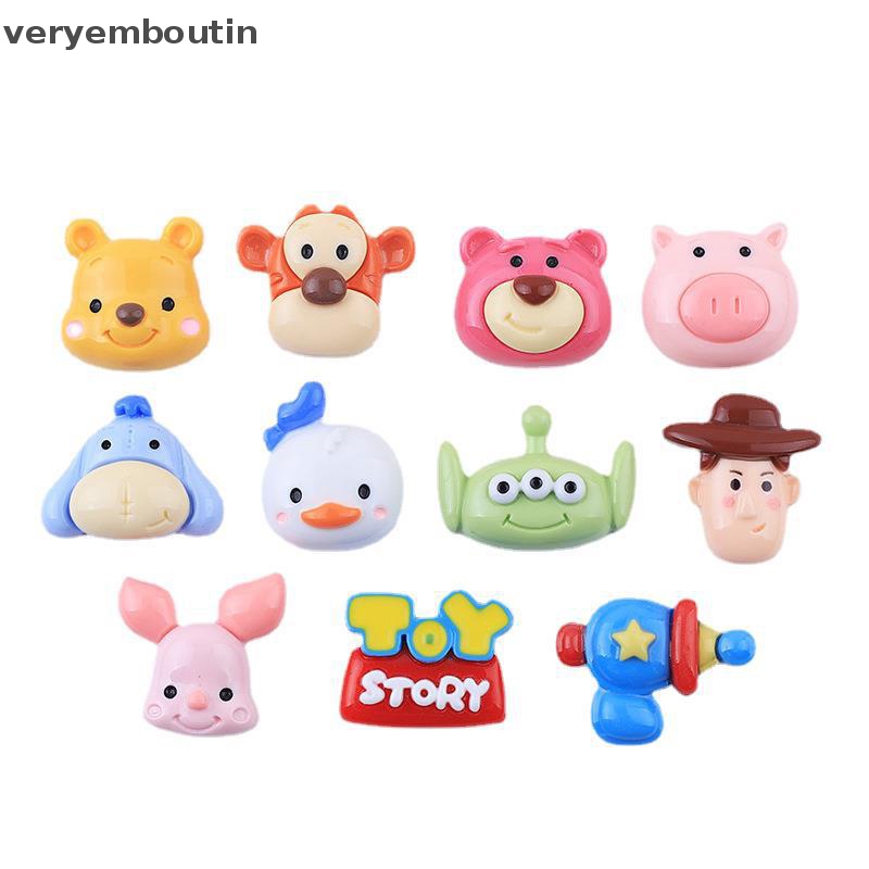 Bộ 10 Phụ Kiện Kẹp Tóc Hình Động Vật Hoạt Hình Bằng Nhựa Resin Lấp Lánh DIY