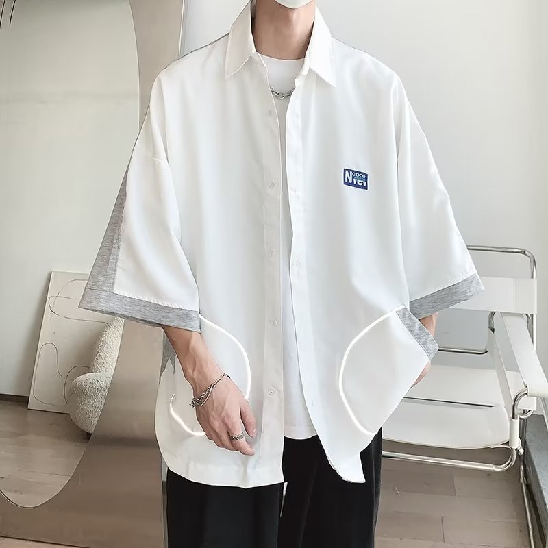 Áo Sơ Mi Tay Ngắn Kẻ Sọc Phản Quang Phong Cách Đường Phố Cho Nam Và Nữ