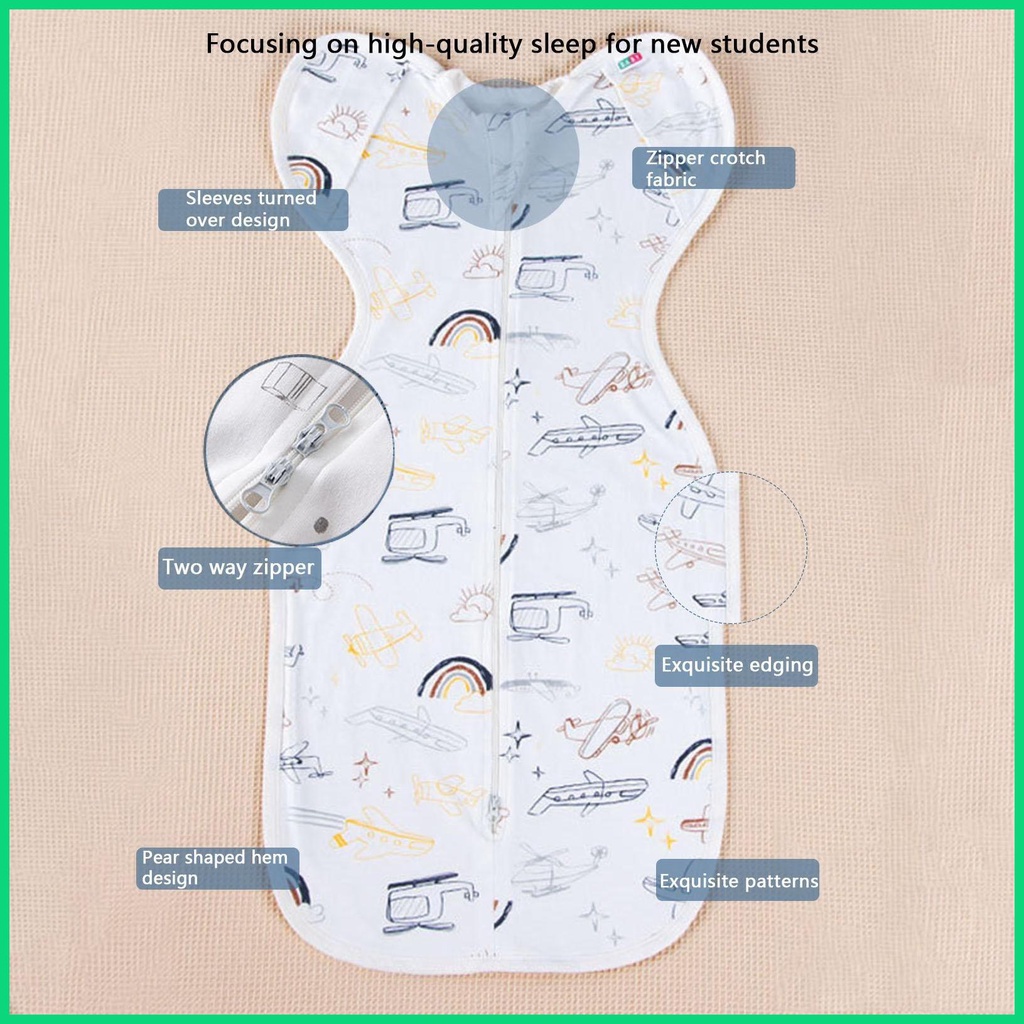 Túi Ngủ 2 Chiều Bằng Cotton Thân Thiện Với Da Chống Tĩnh Điện Có Khóa Kéo Cho Trẻ Sơ Sinh