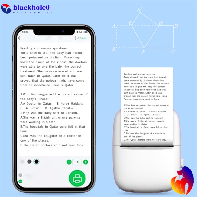 Máy In Nhiệt Mini Không Dây Bluetooth 200dpi (Phiên Bản Tiếng Anh)