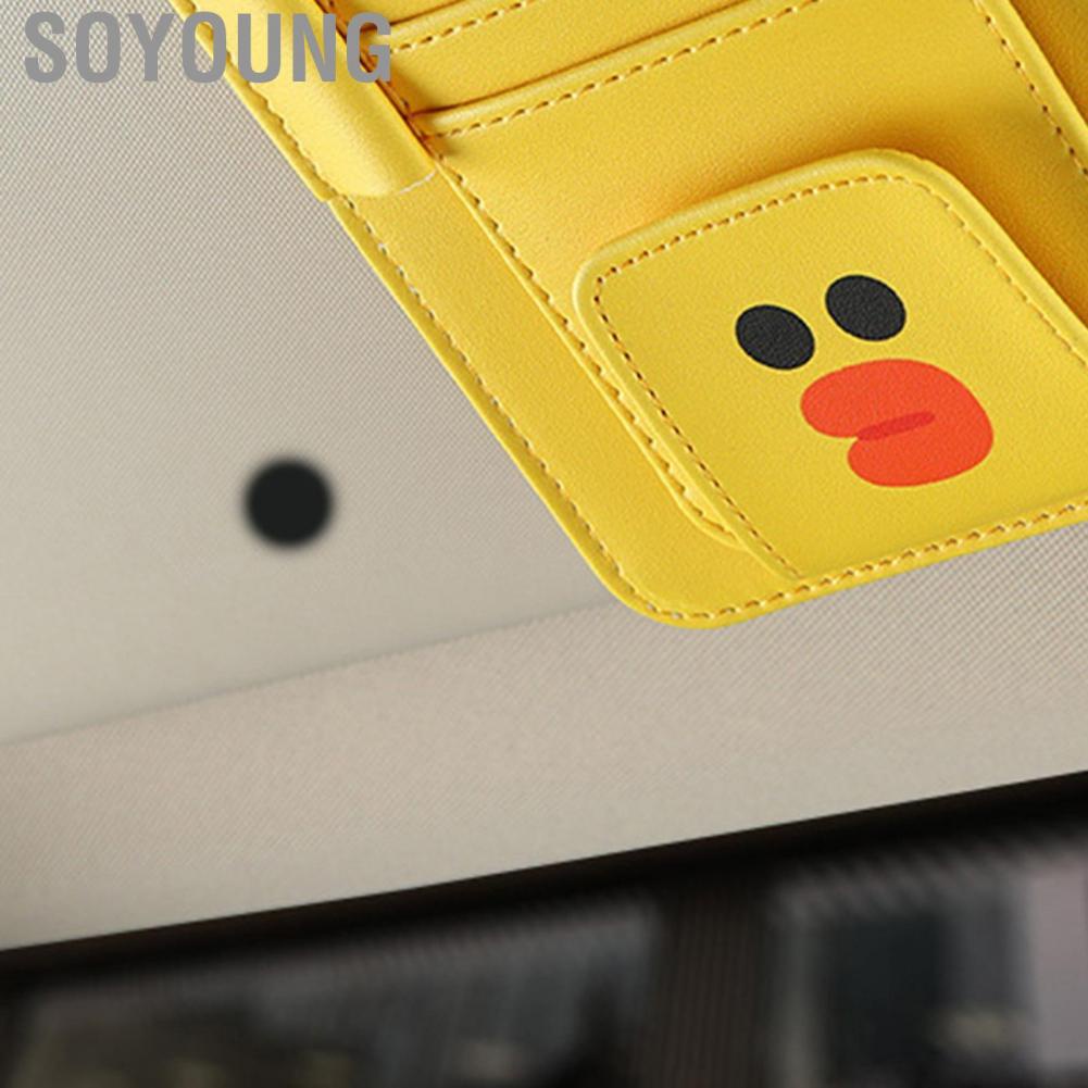 Soyoung Sun Shade Card Holder PU Leather Interlayer Goods Storage Convenient ID for Bank Collection