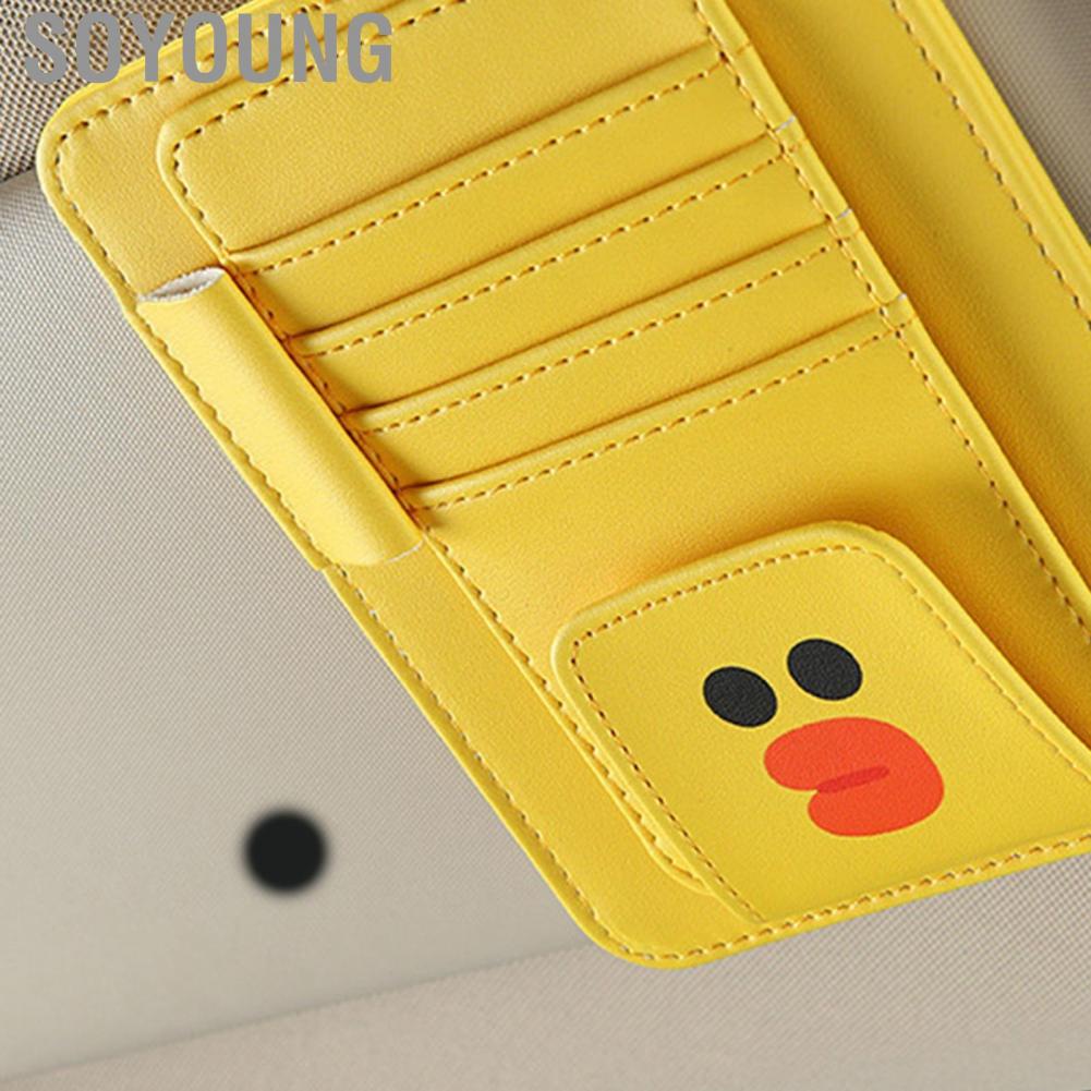 Soyoung Sun Shade Card Holder PU Leather Interlayer Goods Storage Convenient ID for Bank Collection