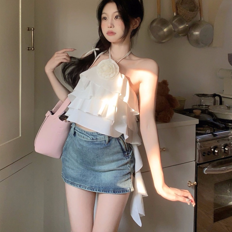 Áo Lửng Hai Dây Họa Tiết Hoa Hồng Thời Trang Quyến Rũ Dành Cho Nữ