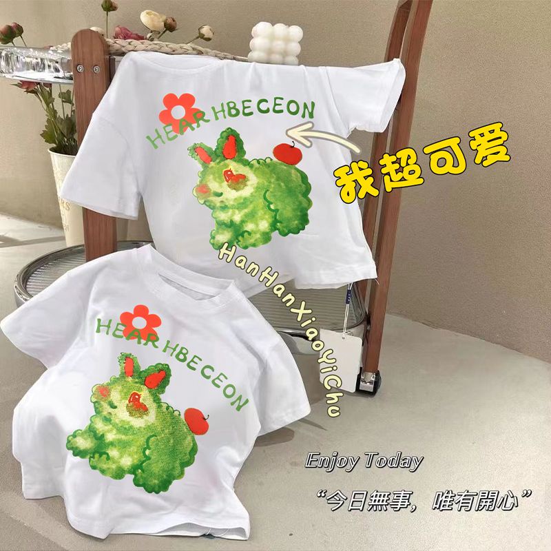 Áo Thun cotton Tay Ngắn In Họa Tiết Hoạt Hình Dễ Thương Phong Cách Hàn Quốc Thời Trang Mùa Hè Cho Bé Gái