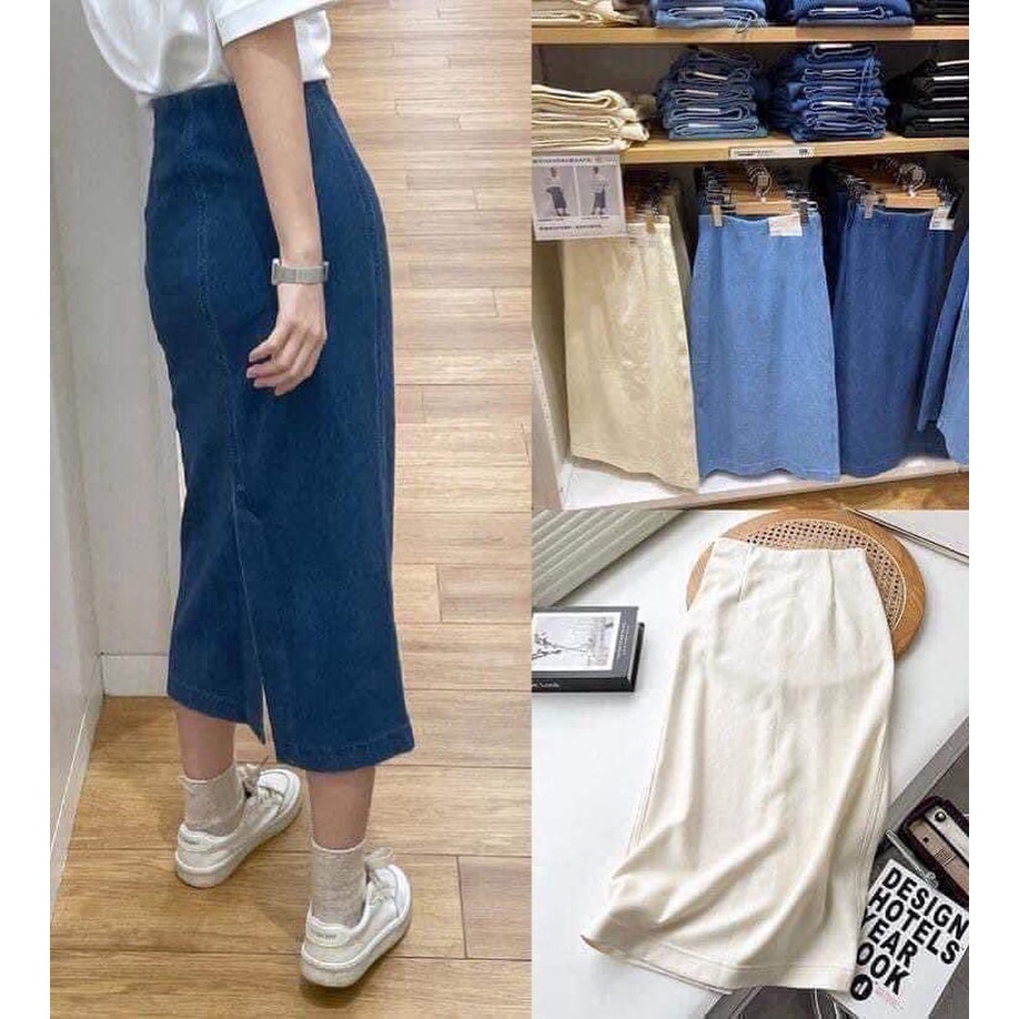 Chân váy bò 3 màu Uni.qlo 241-456036 + 6% shopee
