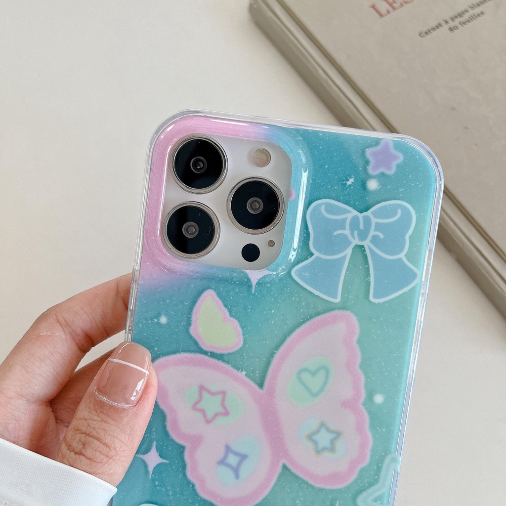 Ốp Điện Thoại TPU Mềm Trong Suốt Chống Sốc Họa Tiết Bướm Cho iPhone 14 13 12 11 Pro Max
