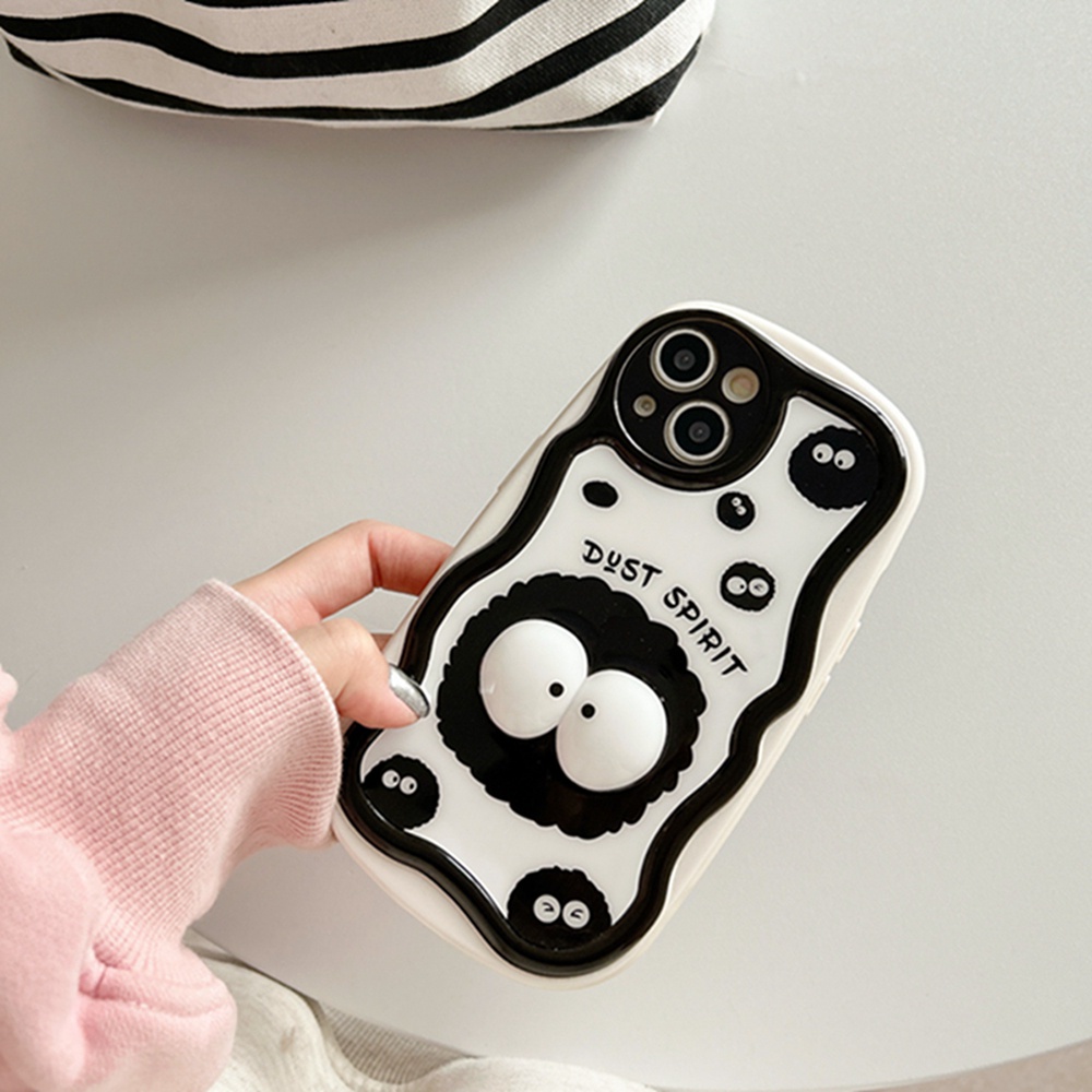 Ốp Điện Thoại Màu Đen Họa Tiết Hoạt Hình 3D Cho iPhone 14 Pro Max 14 13 Pro Max 12 Pro Max 11