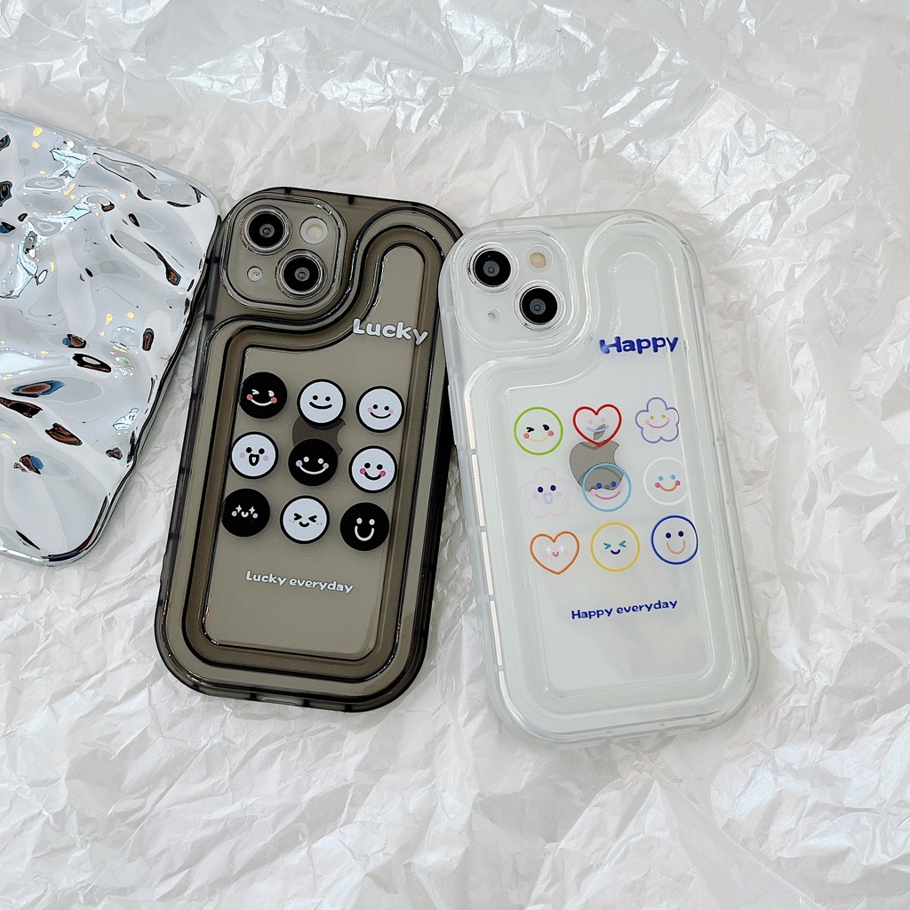 Ốp Điện Thoại TPU Dẻo Trong Suốt Họa Tiết Trái Tim &amp; Mặt Cười Dễ Thương Cho iPhone 14 Plus 13 12 11 Pro Max