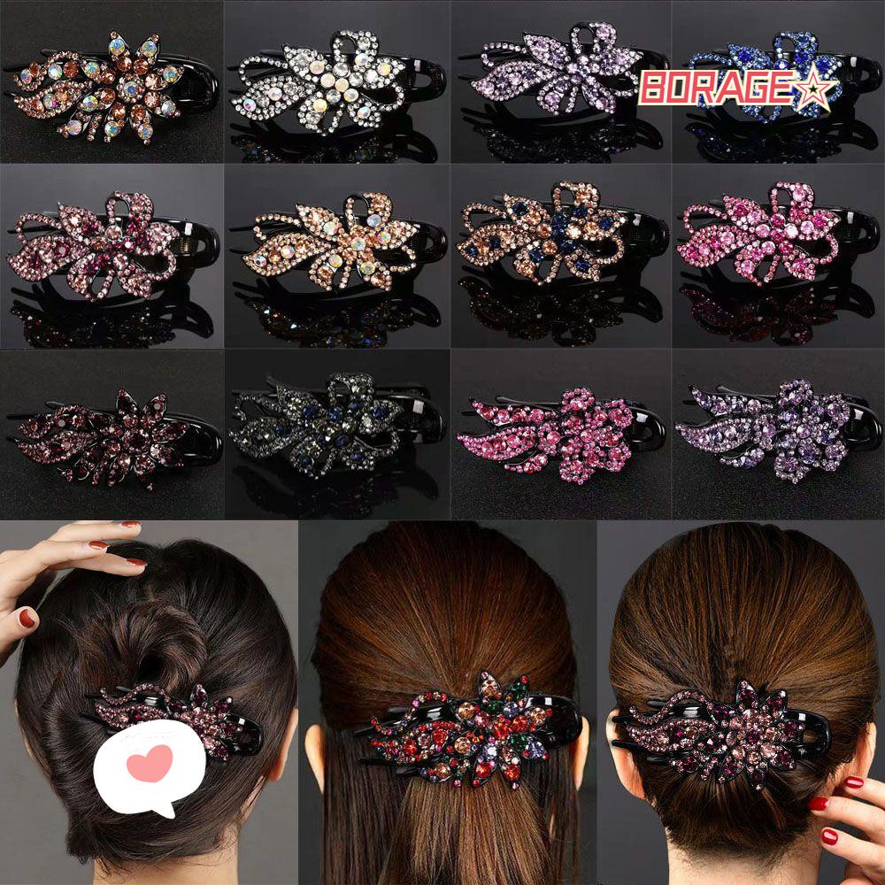 Borag 1 Cái|Kẹp Tóc Mỏ Vịt Đính Hạt Pha Lê