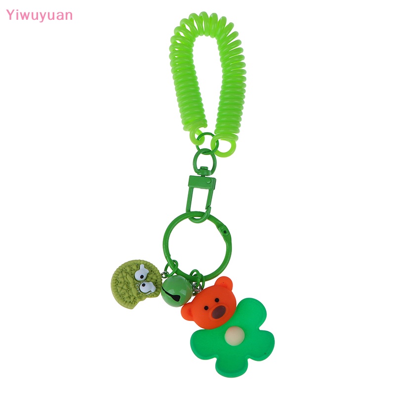 < Yiwuyuan > Móc Chìa Khóa Hình Gấu Bông Hoạt Hình Có Chuông Và Dây Lò Xo Chống Thất Lạc Phụ Kiện Túi Xách Mới