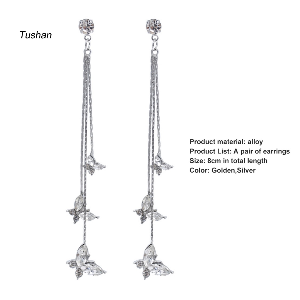 Bộ 1 Cặp Bông Tai Tua Rua Lấp Lánh [Ts] 1 Cặp Cho Nữ