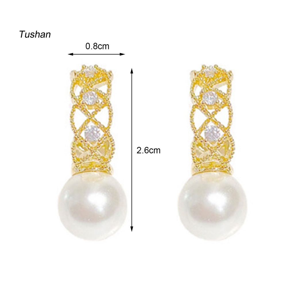1 Đôi Bông Tai Tròn Rỗng Đính Ngọc Trai Giả Lấp Lánh Thời Trang Dự Tiệc Dành Cho Nữ
