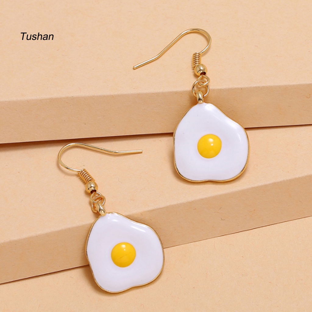 1 Đôi Bông Tai Xỏ Lỗ Hình Quả Trứng Thiết Kế Tối Giản Vui Nhộn Thời Trang Cho Nữ