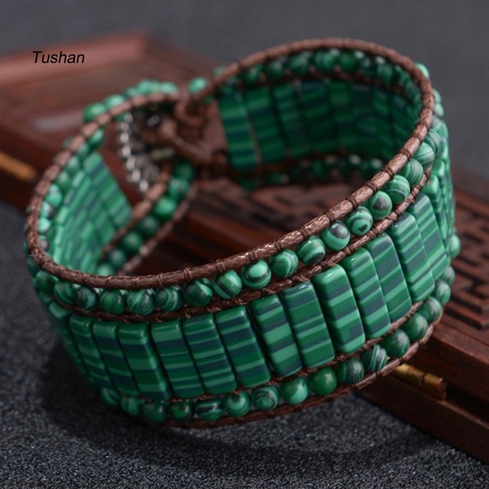 Vòng Tay Giả Da Nhiều Lớp Đính Hạt Phong Cách Boho