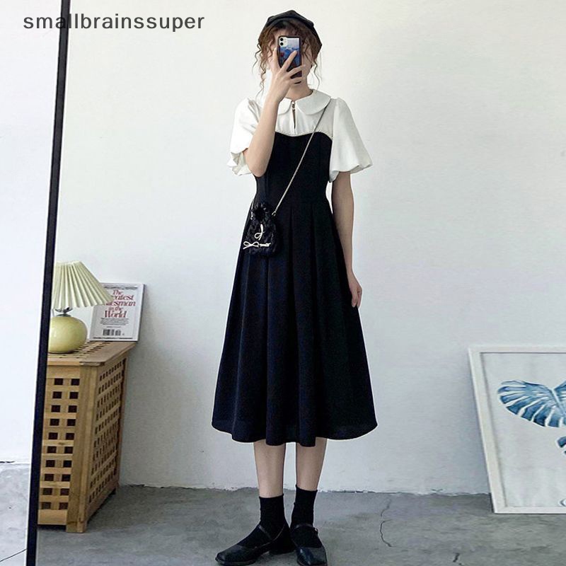 Đầm Cổ Peter Pan Chắp Vá Cơ Bản Cổ Điển Ngọt Ngào Mùa Hè SBS Cho Nữ