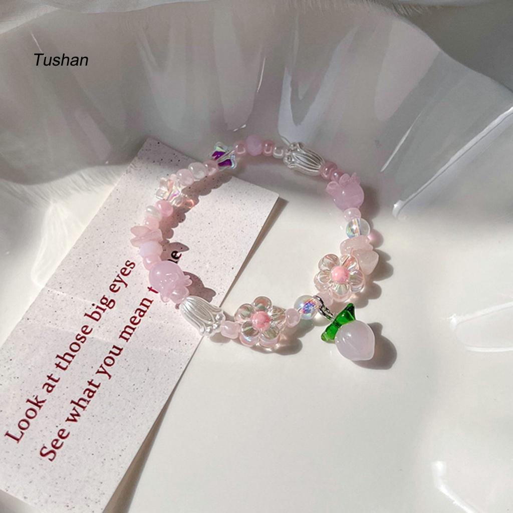 [Ts] Vòng Tay Hạt Xỏ Hình Hoa Tráng Men Chống Phai Màu Có Charms Quà Tặng Sinh Nhật Mùa Hè Cho Nữ