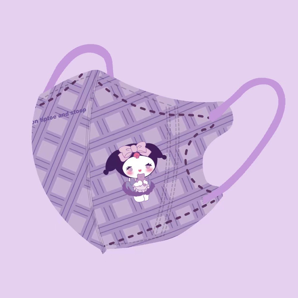 10 cái mặt nạ 3D cho trẻ em dễ thương kuromi hoạt hình dùng một lần ba lớp bảo vệ mùa hè thoáng khí mặt nạ mỏng