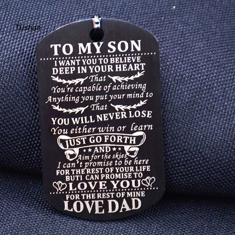 Vòng cổ Mặt Thẻ Khắc Chữ To My Daughter Dad Thời Trang Unisex