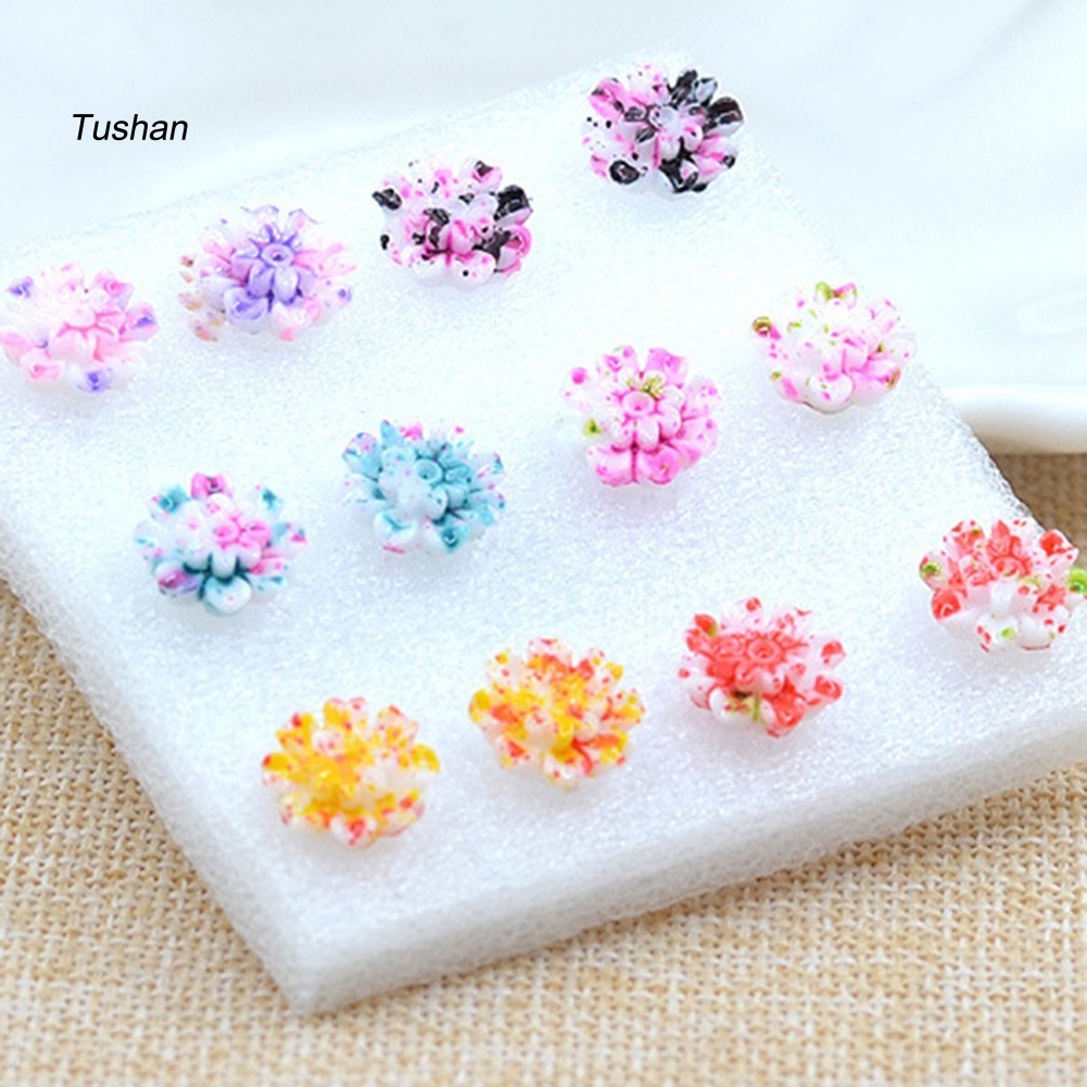 Set 6 Đôi Khuyên Tai Hình Hoa Cúc Nhiều Màu Sắc Dễ Thương Dành Cho Nữ