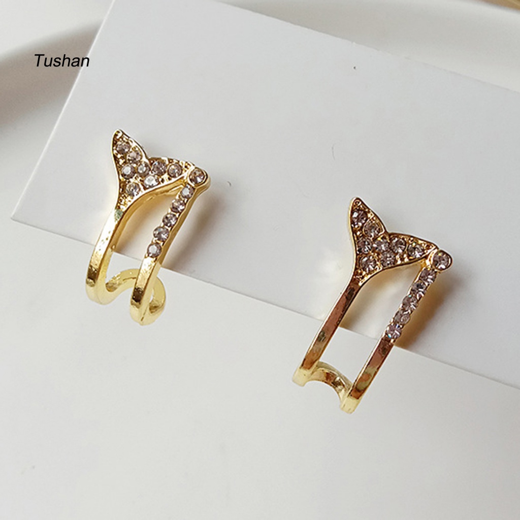 Bông Tai Mạ Bạc 925 Hình Đuôi Cá Xinh Xắn Dành Cho Nữ