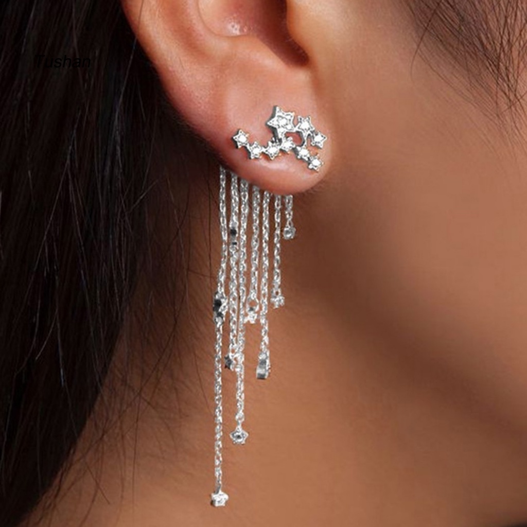 [Ts] 1 Cặp Bông Tai Dạng Chuỗi Dài Hình Ngôi Sao Lấp Lánh Quyến Rũ Cho Nữ Dự Tiệc