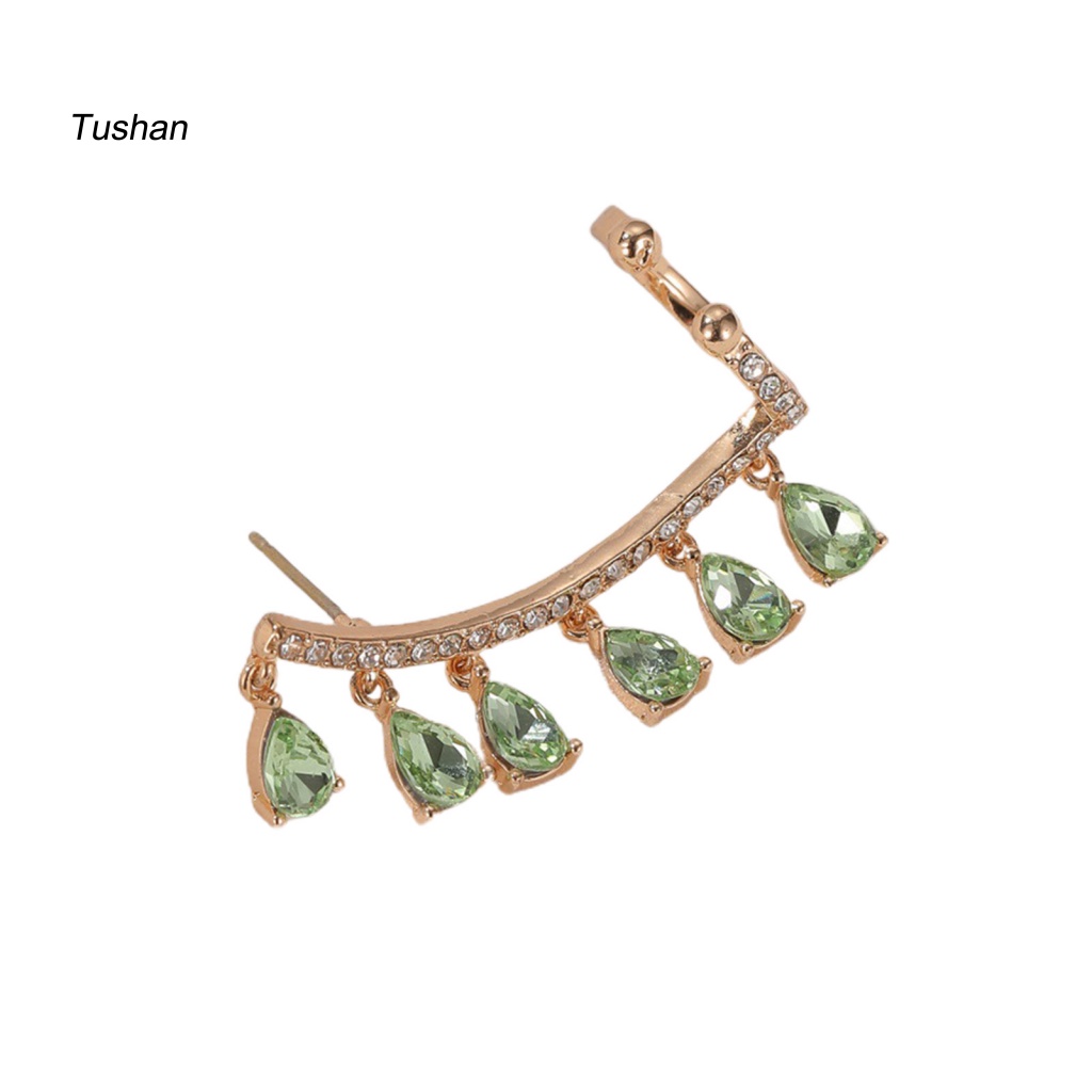 1 Khuyên Vành Tai Đính Đá Hình Giọt Nước Thời Trang