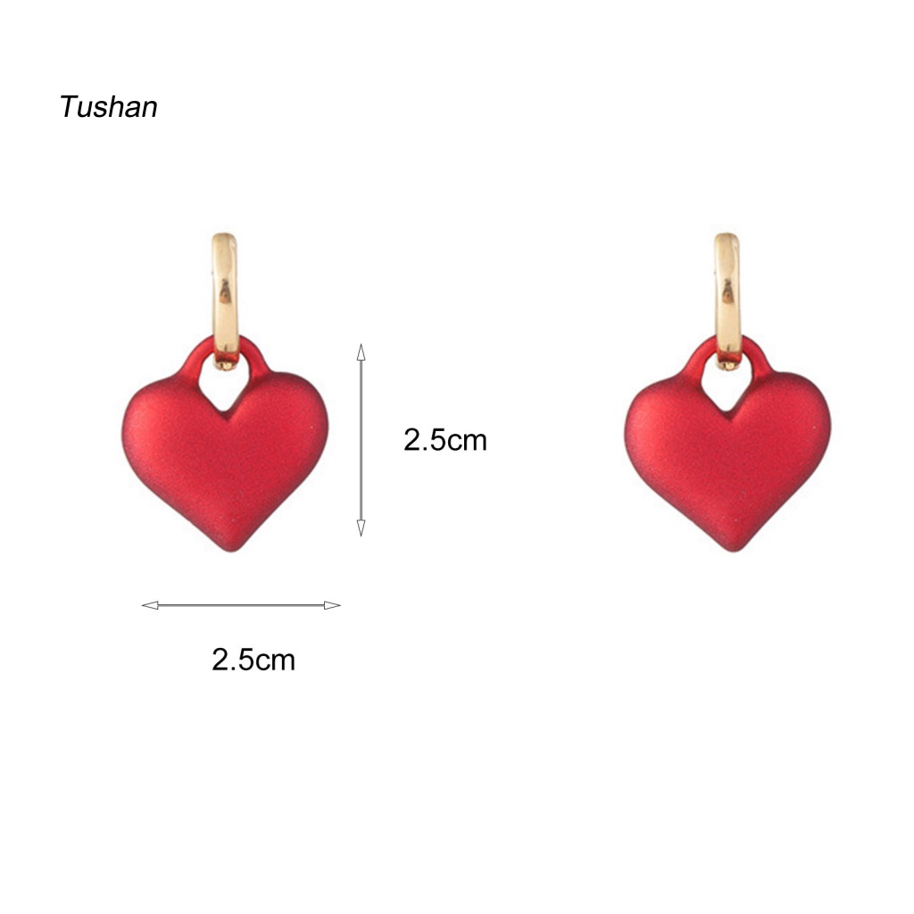 1 Đôi Bông Tai Hợp Kim Hình Trái Tim Đỏ Sang Trọng