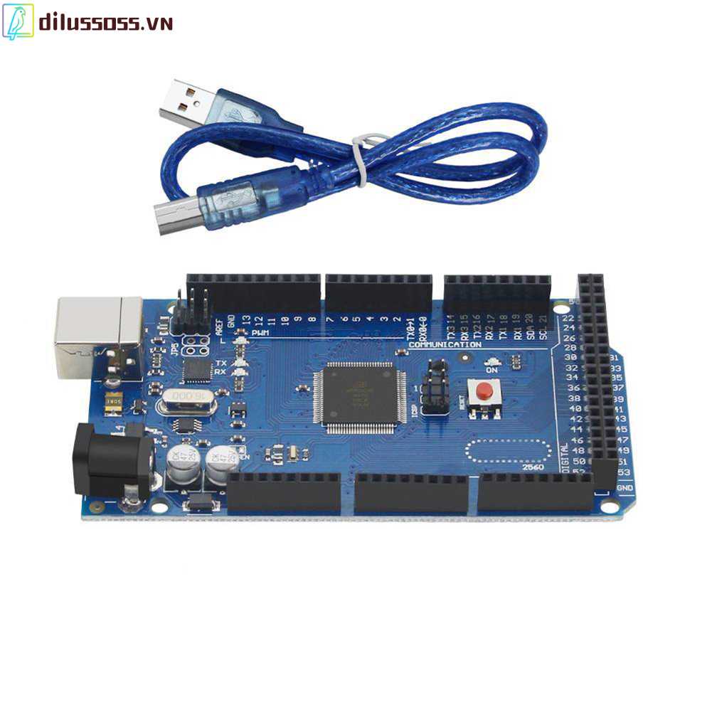 Bo Mạch Phát Triển Mega2560 R3 ATMEGA16U2 Chip USB 5V Kèm Dây Cáp Dữ Liệu