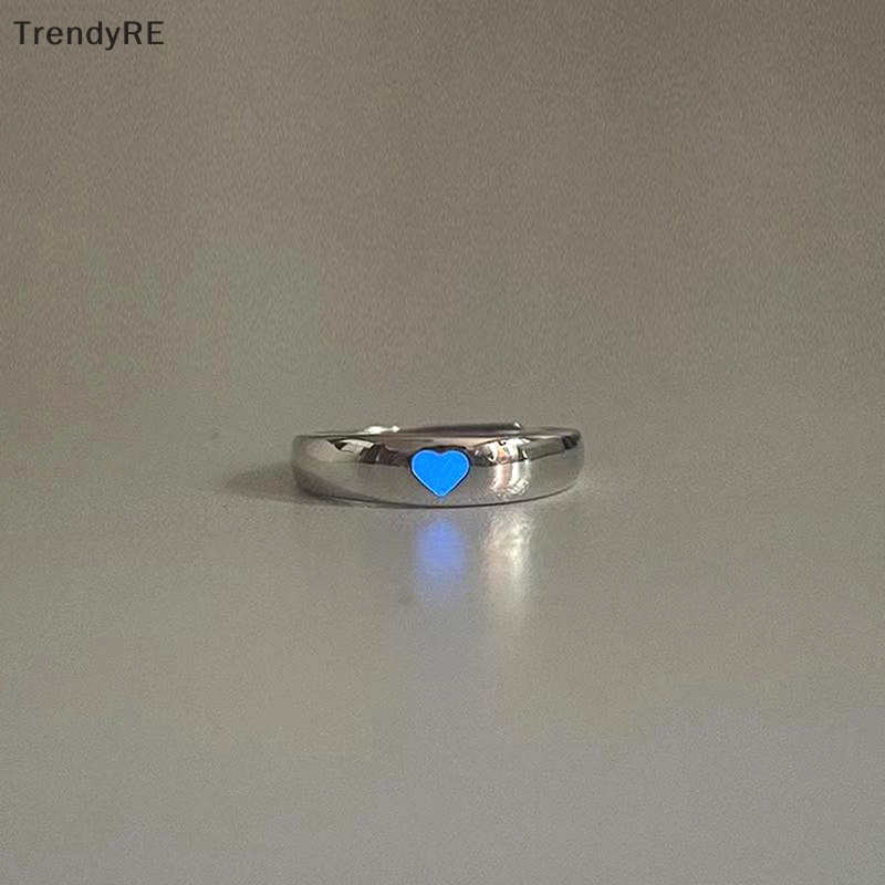 Nhẫn Hình Trái Tim Phát Sáng Trong Bóng Tối Thời Trang Có Thể Điều Chỉnh Cho Cặp Đôi