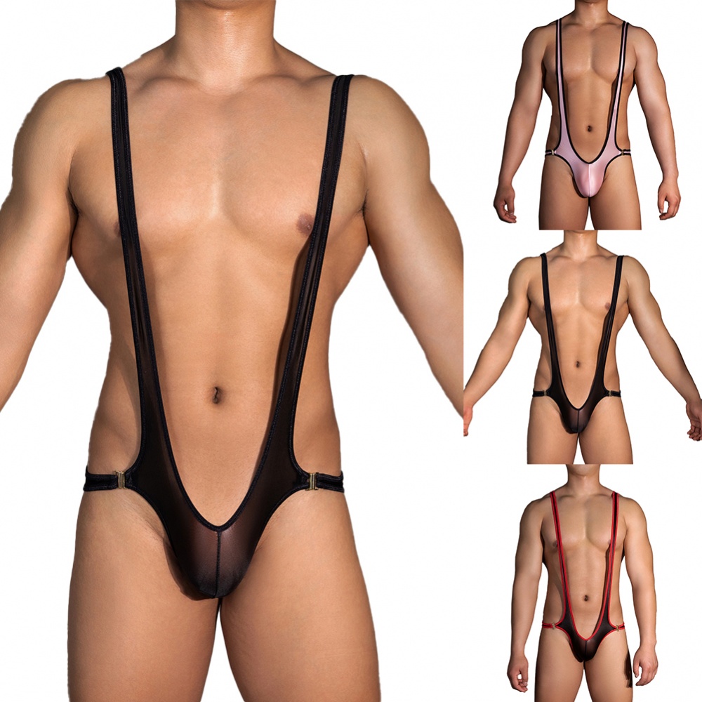 Sleek Và Sành Điệu Leotard Nam Thiết Kế Hở Lưng Gợi Cảm Và Chất Liệu Sheer Lấp Lánh