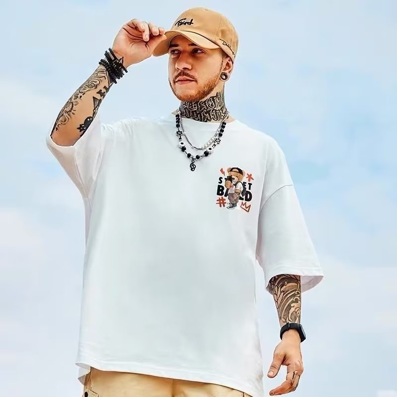 30kg-120kg có size lớn M-8xl Áo thun 100% cotton unisex nam nữ form rộng tay lỡ phông In Họa Tiết Chú Gấu Phong Cách Hip Hop Thời Trang Cho Nam Và Nữ