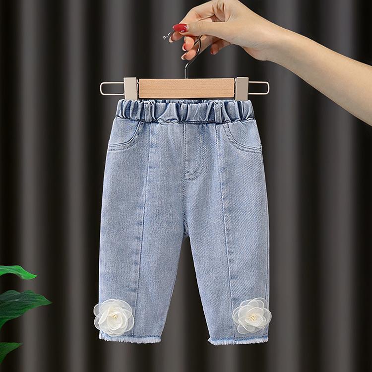 Bộ Áo Thun Tay Phồng + Quần Jean Dài Vừa Thời Trang Mùa Hè 2023 Dành Cho Bé Gái 6 S483