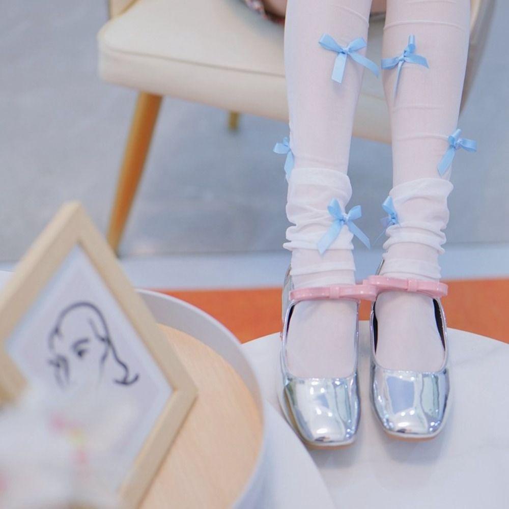 Anemone Vớ Múa Ba Lê JK Lolita Y2K Co Giãn Màu Trơn Đính Nơ Dễ Thương Chống Mài Mòn Thời Trang Mùa Hè Cho Nữ