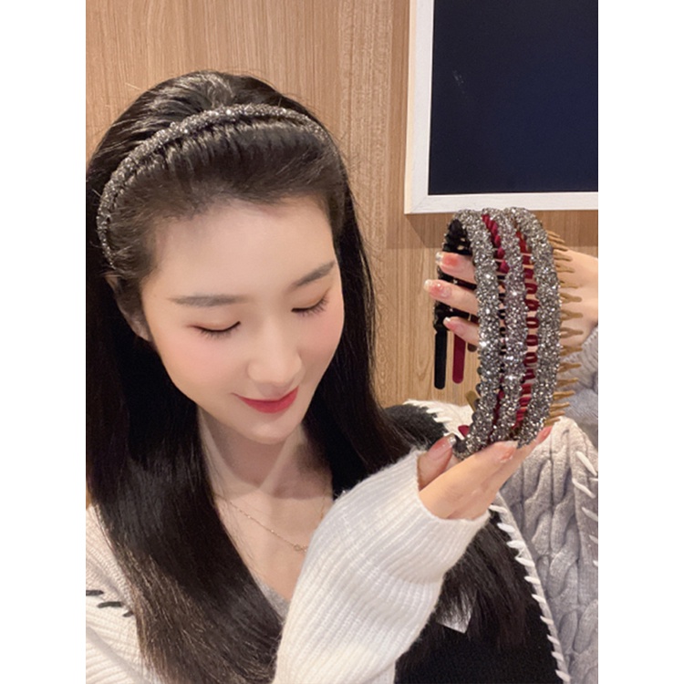 Băng Đô Nhung Đính Kim Cương Giả Kiểu Hàn Quốc Tiện Dụng Rửa Mặt