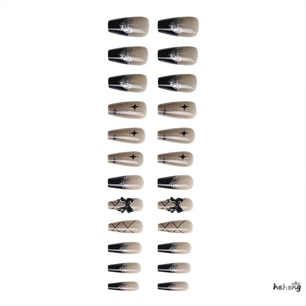 Móng Tay Giả Màu Đen Đính Hạt Lấp Lánh