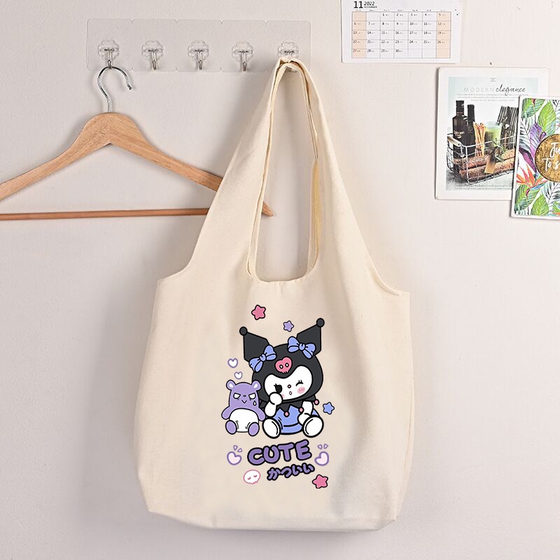 Túi Xách Đeo Vai Cỡ Lớn In Họa Tiết Hoạt Hình Sanrio Kuromi HelloKitty Pochacco Dễ Thương Thời Trang Cho Nữ