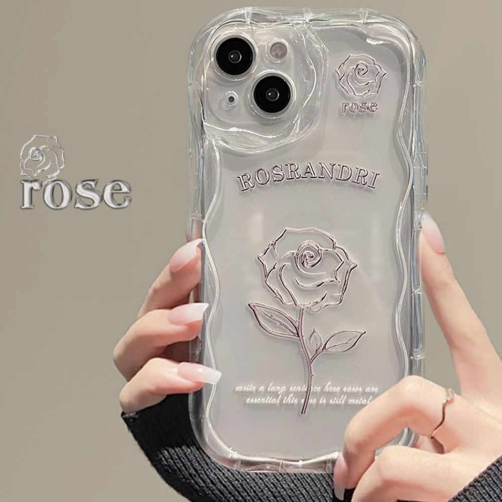 Ốp Điện Thoại TPU Mềm Chống Sốc Họa Tiết Hoa Hồng Viền Lượn Sóng Cho IPhone 11 14 13 12 Pro Max