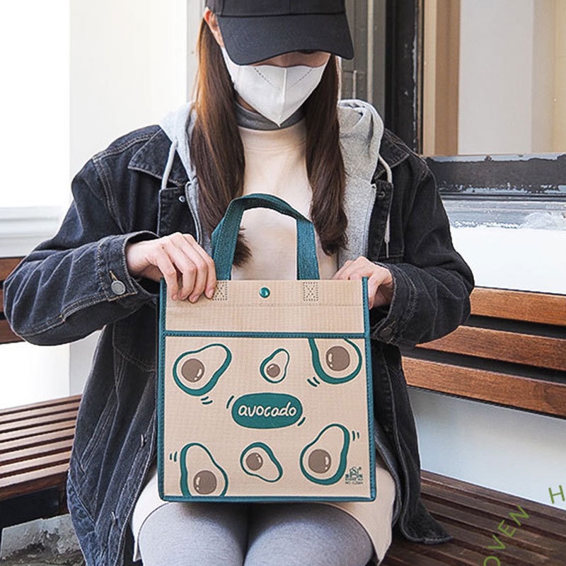 Túi Xách Vải Không Dệt Thân Thiện Với Môi Trường Mua Sắm In Hình Hoạt Hình Dễ Thương Cho Nữ / Học Sinh Đi Ra Ngoài Và Thuận Tiện