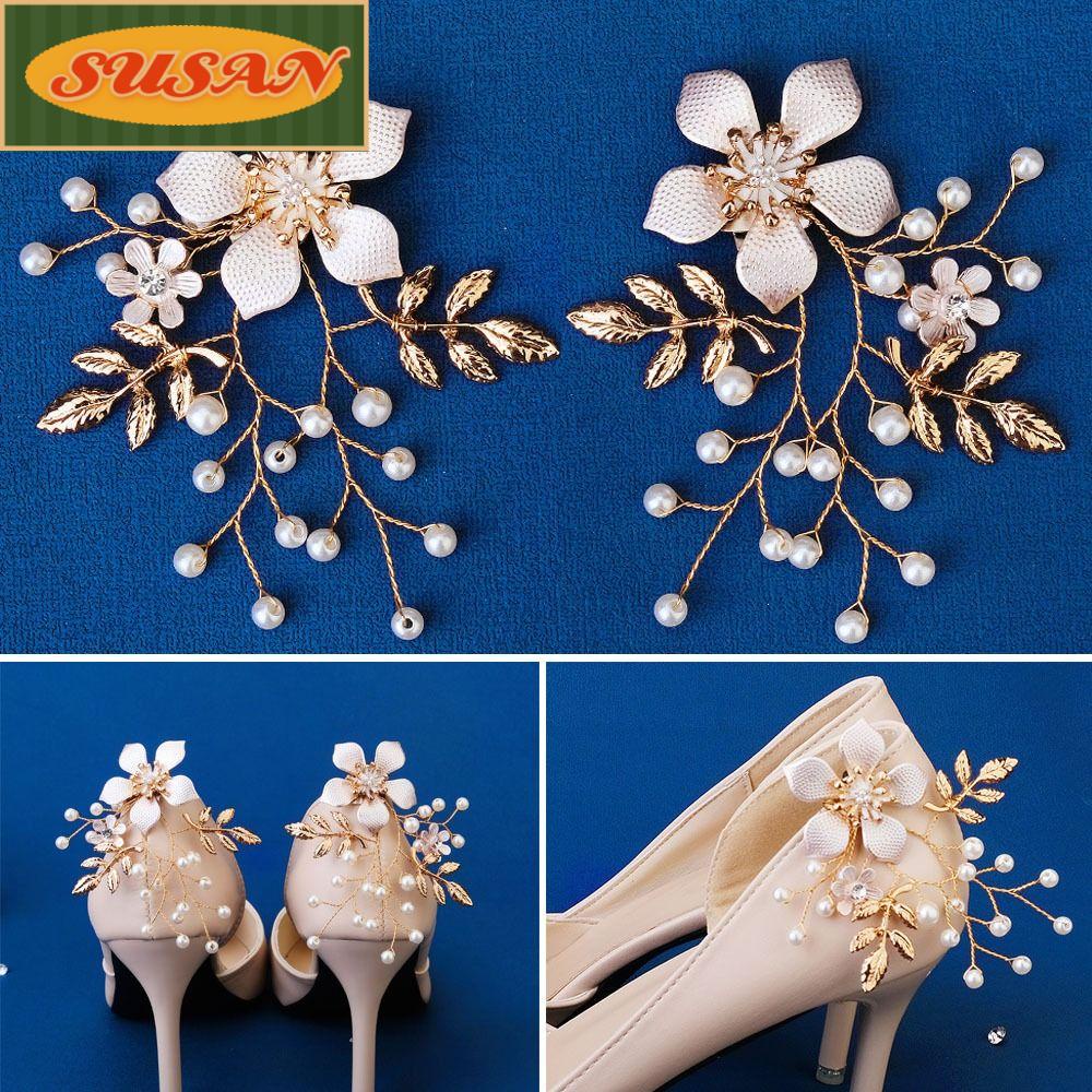 1 Cặp (2 Cái) Khóa Hoa Hợp Kim Trang Trí Giày Cho Cô Dâu