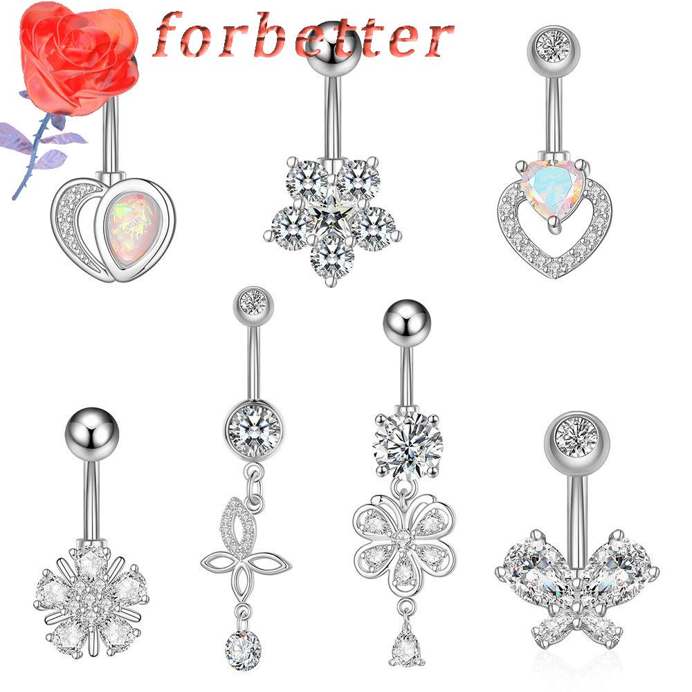 Khuyên Rốn Hình Trái Tim / Bướm Bằng Thép Không Gỉ Phong Cách Hip Hop Đơn Giản Cho Nữ|Khuyên Rốn Đính Đá Cá Tính