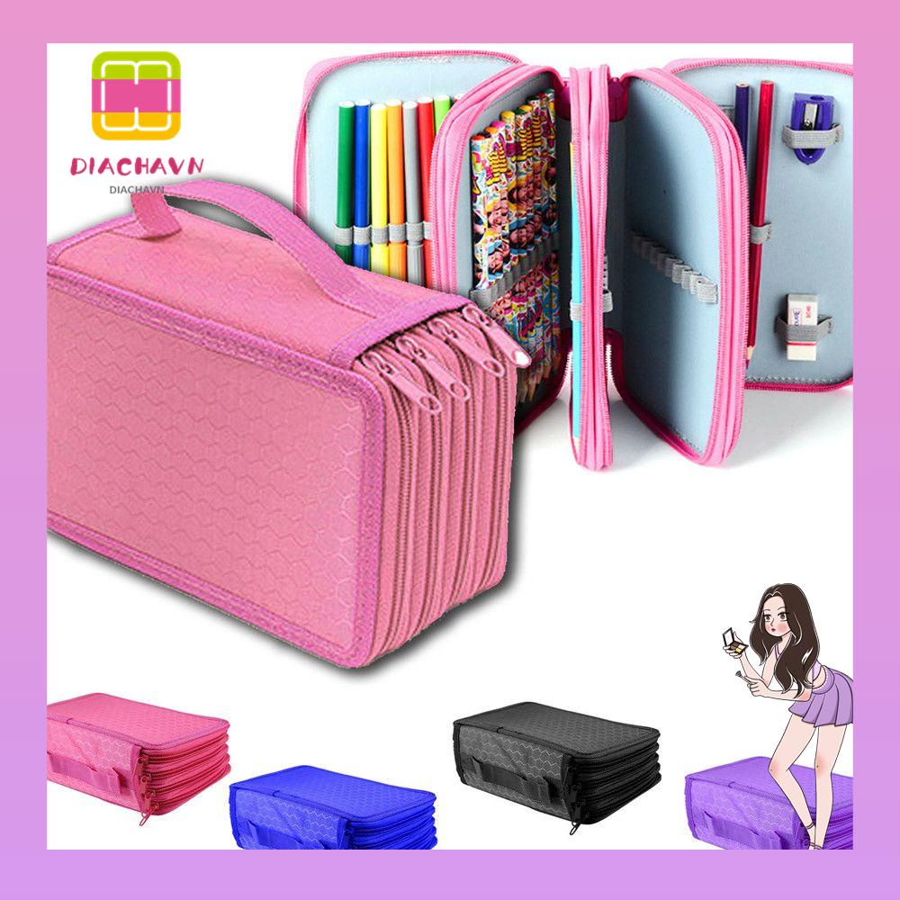 Túi Đựng Bút 72 Ngăn Bằng Nylon Có Khóa Kéo Tiện Dụng Cho Học Sinh