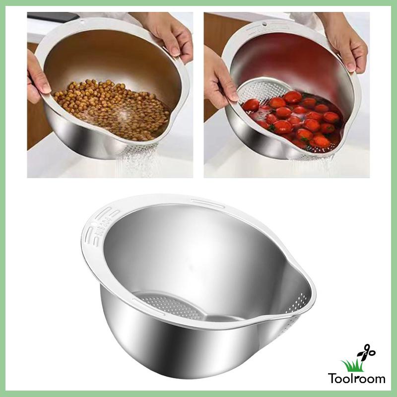 Tô Bằng Thép Không Gỉ Để Rửa Rau Củ Tiện Dụng Và Bền