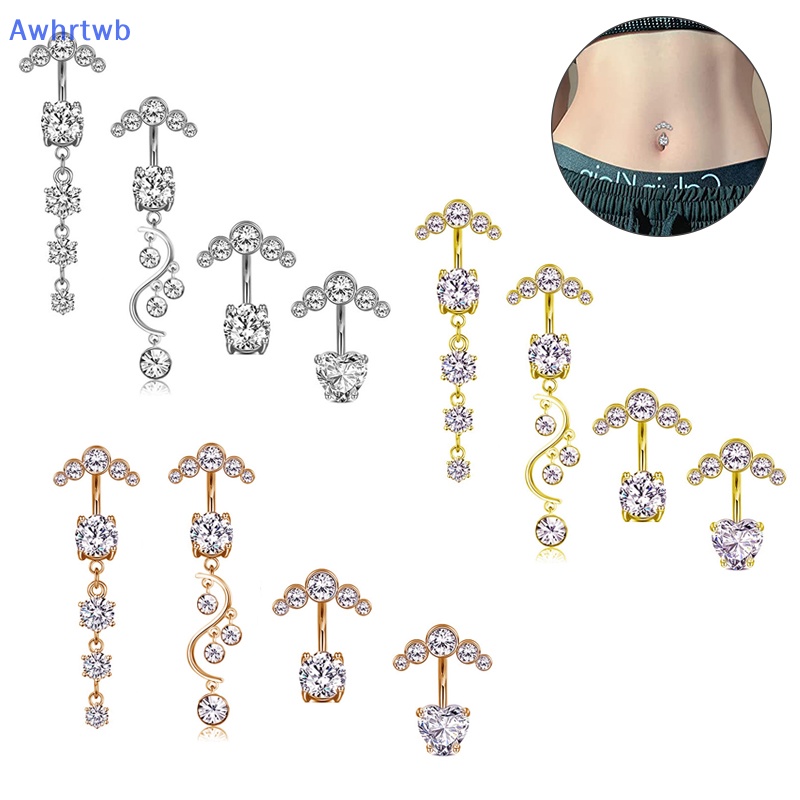 1 Bộ Khuyên Rốn Bằng Thép Không Gỉ Đính Đá Zircon Thời Trang Dành Cho Nữ Mới