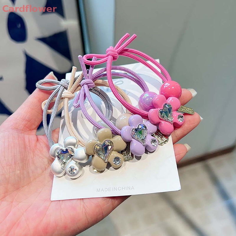 Dây Cột Tóc Co Giãn Đính Đá Hình Hoa / Trái Tim Dễ Thương Cho Bé Gái