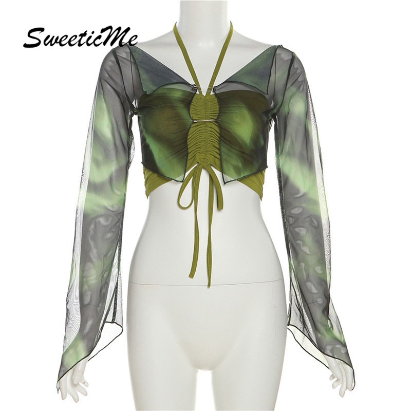 Áo Thun Tay Dài Hai Mảnh Dáng Ôm In Họa Tiết Thời Trang 2023 Dành Cho Bạn Nữ