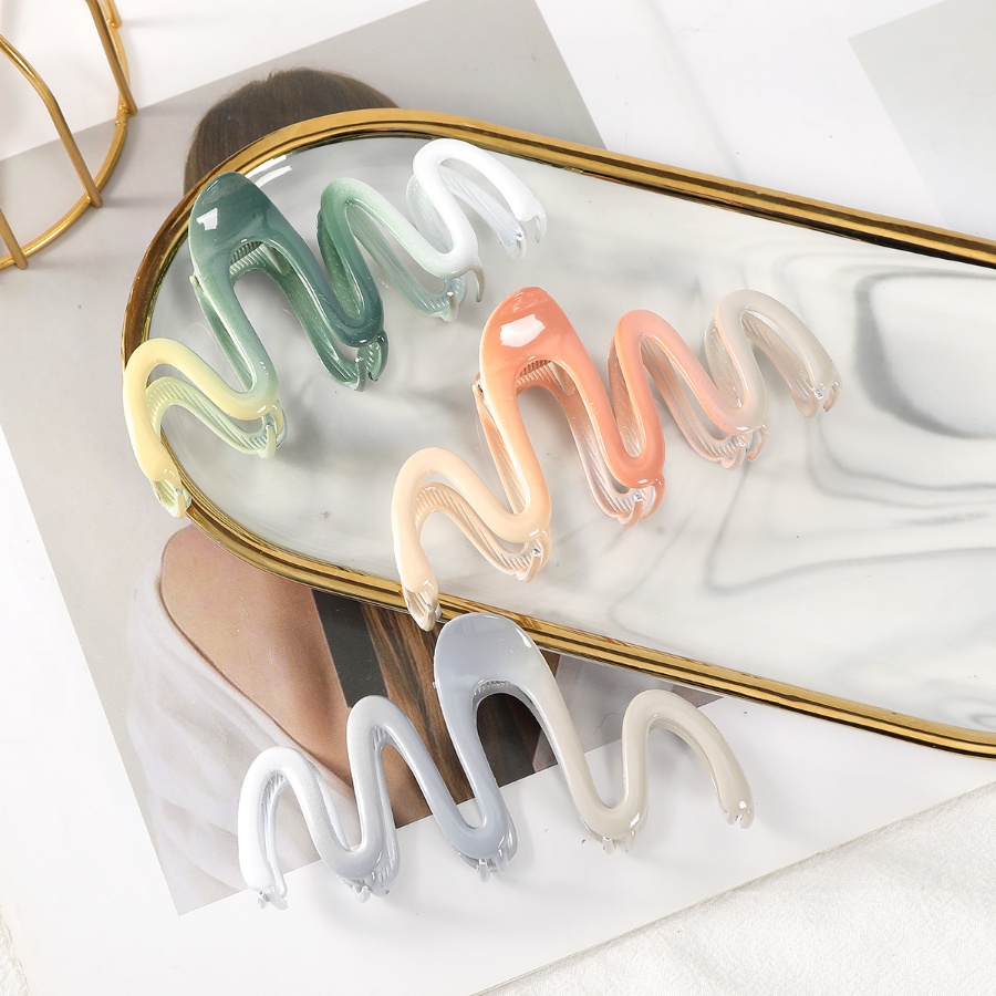 Kẹp Tóc Đuôi Ngựa Bằng Hợp Kim Họa Tiết Gợn Sóng Đơn Giản Phong Cách Hàn