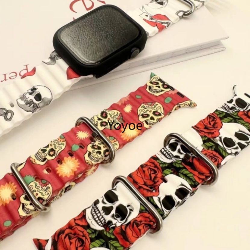 Dây Đeo Thể Thao Bằng Silicone 49mm Ultra / 44mm / 40mm / 45mm / 8 7 6 5 SE 44mm 40m 42mm 38mm 3 2 1 Cho IWatch