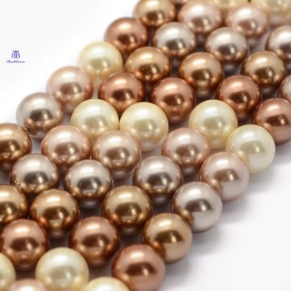 Set 17 hạt xâu chuỗi vỏ sò tròn mạ điện 10mm: 1.2mm khoảng 17 cái / strand 6.8 inch