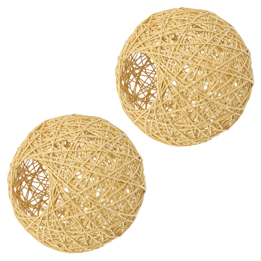 Bộ 2 Chụp Đèn Treo Trần Nhà Bằng Cotton Lanh Màu Vàng Kích Thước 15x15cm Độc Đáo Trang Trí Nhà Cửa / Văn Phòng